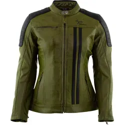 Damen Motorrad Jacke Leder Gr. 42 Rusty Stitches Alice - grün-schwarz - Funktionsjacke für Damen, atmungsaktiv und wasserbeständig, mit herausnehmbaren Protektoren für optimalen Schutz und Komfort bei jeder Fahrt.