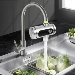 Küchenarmatur, 3000W Elektrischer Durchlauferhitzer mit LED Digitale Temperaturanzeige, Schnelle Heizung, Wasserhahn mit Durchlauferhitzer