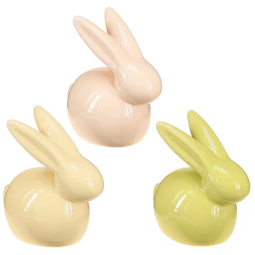 Dekofigur Keramik Hase Ostern modern Tischdeko Frühling, 3 Stück