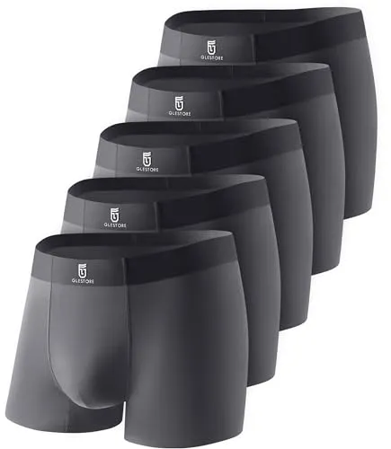 GLESTORE Herren Boxershorts 5er Pack - Dunkelgrau M - Herren-Boxershorts aus hochwertigem Modal, nahtlos und atmungsaktiv für optimalen Tragekomfort und Freiheit, ideal für Sport und Alltag.
