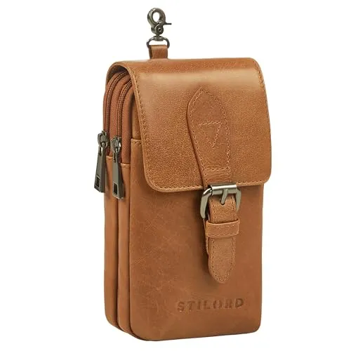 STILORD 'Harper' Handy Gürteltasche Leder Vintage - Mode-Hüfttasche aus echtem Leder im Vintage-Look, ideal für Handys bis 7 Zoll. Praktische Gürtelschlaufe und Karabinerhaken für unterwegs.