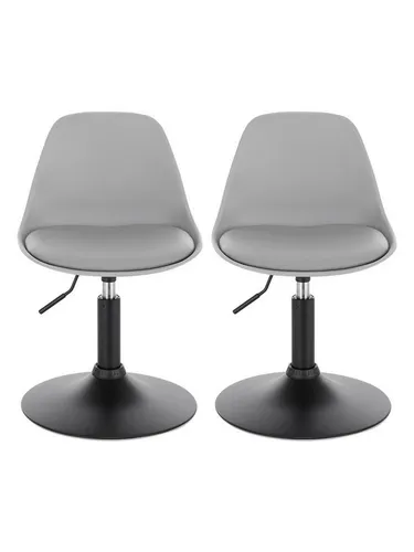 Barhocker BH304gr-2: 2er Set Drehstühle für die Küche - Hocker & Barhocker - modernes Design in Grau, drehbar und bequem, ideal für Küchentheken und Bars.
