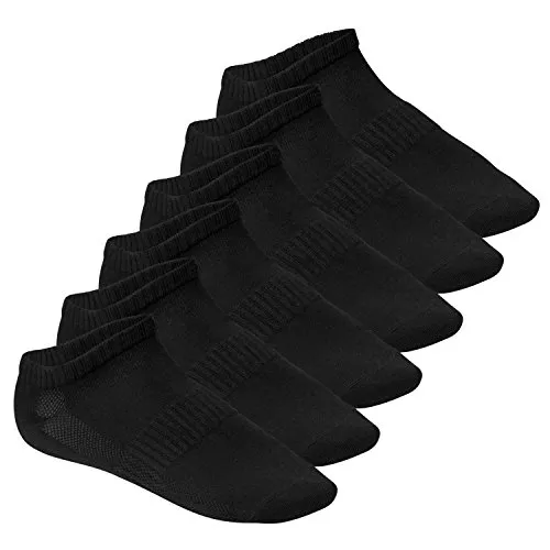 Footstar Damen & Herren Fitness Sneaker Socken (6 Paar) - Schwarz 43-46