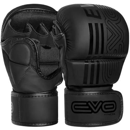 EVO Fitness MMA Handschuhe Herren Damen Leder Sparring Karate Taekwondo Grappling Muay Thai Handschuhe Kampfsport Training Käfigkampfhandschuhe Boxen Kampf Sport Kickboxen