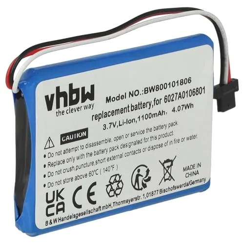 vhbw 1x Akku kompatibel mit Tomtom XL IQ Routes Edition, XL2 V4, 4ET0.002.02, 4ET03, XL IQ GPS Navigation Navi (1100 mAh, 3,7 V, Li-Ion)