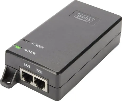 DIGITUS PoE+ Injektor - Gigabit Ethernet 30W, ideal für Stromversorgung über Netzwerk-Kabel ohne externe Stromquelle