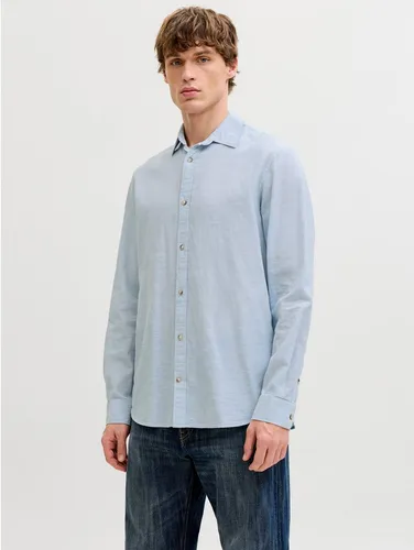 Jack & Jones Langarmhemd JJESUMMER LINEN BLEND SHIRT L/S SN Baumwollmischung, regular fit