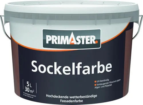 Primaster Sockel- und Dachfarbe 5 L sandstein - Fassadenfarbe in elegantem Sandstein, witterungsbeständig und ideal für hochwertige Außenanstriche.