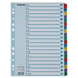 Esselte Register A4 A-Z - Robuster Karton mit Mylar-verstärkten Reitern, ideal für die übersichtliche Organisation von Dokumenten zu Hause, in der Schule oder im Büro