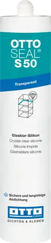 Otto-Chemie Silikon OTTOSEAL S50, glasklar - Dicht- & Spachtelmassen für Sanitäranwendungen, UV- und witterungsbeständig, härtet glasklar aus und eignet sich ideal für Innen- und Außenbereich.