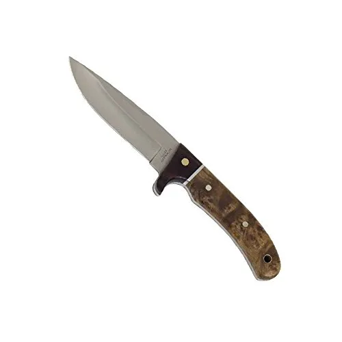 Haller Unisex Jagdmesser mit Wurzelholzgriff - Jagdmesser mit fester Klinge, 11 cm Klingenlänge, edler Wurzelholzgriff und hochwertige Lederscheide - ideal für Outdoor-Abenteuer und Jagd.