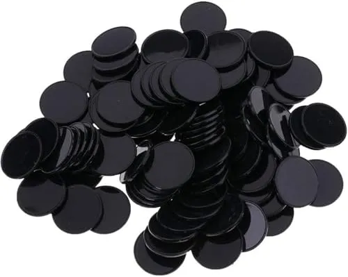 LNYMZD 100Pcs Schwarz Wiederverwendbare Plastik-Zähl-Bingo-Chips,Marker,Zähler,25 mm Durchmesser,Spielmarken,Packung mit,und praktisch,Traditionelle Spiele,Bingo