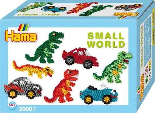 Vedes HAMA Bügelperlen Midi - Geschenkpackung kleine Welt Dinosaurier & Auto 3502
