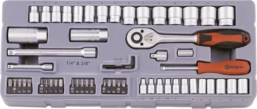 Connex Steckschlüssel COX580258, 58-tlg. Set - Werkzeug-Set mit 58 Teilen, inklusive 2-Komponentengriff für komfortables Arbeiten. Ideal für Heimwerker und Profis, die vielseitige Lösungen benötigen.