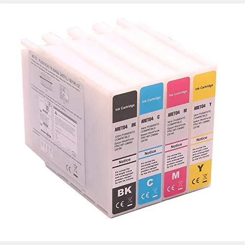 ABC Kompatibles Set 4X Druckerpatrone für Epson T04A T04B für Epson Workforce Pro WF-C8190DW WF-C8190DTW WF-C8190DTWC WF-C8190D3TWC WF-C8610DWF WF-C8690DWF WF-C8690DWFC WF-C8690DTWFC WF-C869