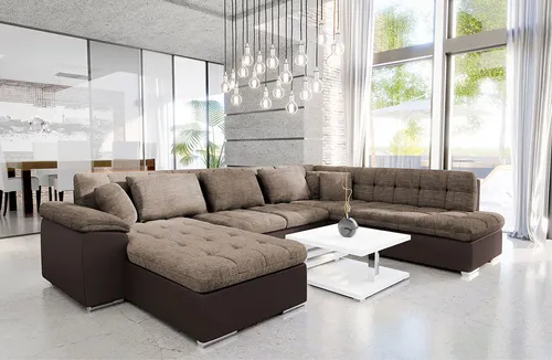 MIRJAN24 Ecksofa Niko Bis - Beige/Braun, mit Bettkasten & Schlaffunktion - Sofa mit eleganter Polsterecke, ideal für gemütliche Wohnräume. Mit praktischem Bettkasten und Schlaffunktion, perfekt für Gästeübernachtungen.