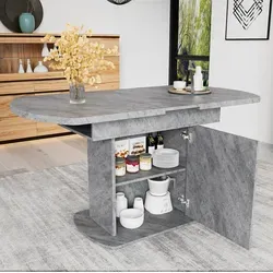 Ausziehbarer Esstisch Spanplatte Grau 110/130x70x75 Cm Mit Stauraum