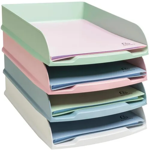 EXACOMPTA Aufbewahrungsbox Set mit 4 Briefablagen - Aufbewahrungsboxen mit skandinavischem Design, aus recyceltem Kunststoff, ideal für umweltbewusste Büros und Zuhause.