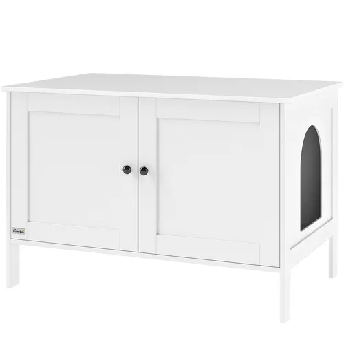 PawHut Katzenklo-Schrank mit Tür – Elegantes Katzenhaus für große Katzen