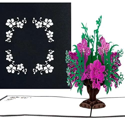 Pop-Up Karte Blumenbouquet – edle 3D Blumenkarte mit Umschlag als Geburtstagskarte, Dankeskarte & Genesungskarte