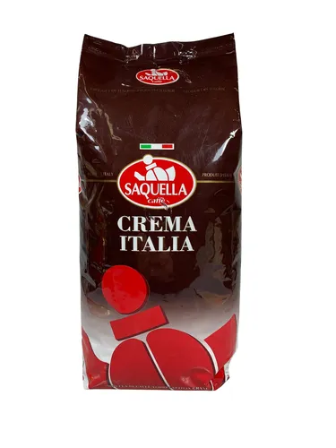 Saquella Kaffeebohnen Crema Italia (1 kg) - Feinste Mischung aus brasilianischen und zentralamerikanischen Kaffeebohnen, ideal für Kaffeeliebhaber. Genießen Sie das süße Aroma und die ausgewogene Säure.