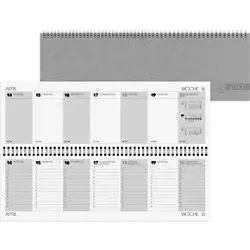 Glocken Tischkalender 2027 1 Woche / 2 Seiten Deutsch 42,5 (B) x 13,7 (H) cm Grau