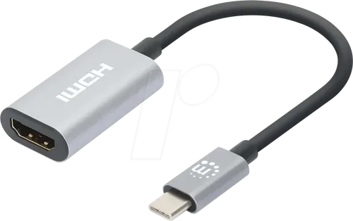 Manhattan USB-Adapter HDMI 2.0 HDMI-A Buchse, USB-C Stecker 0.11m Spacegrau 153973