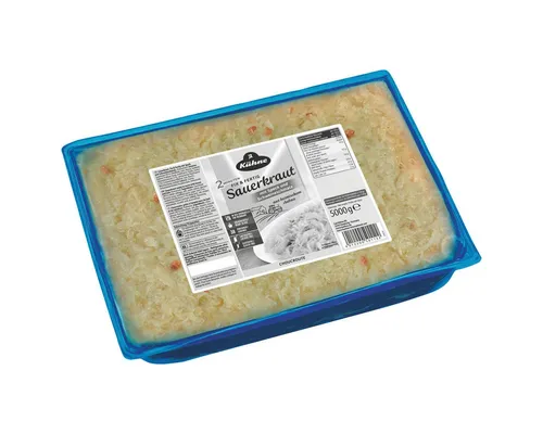 Kühne Fix und Fertig Sauerkraut mit Speck und Schweineschmalz 5000g - Herzhaftes Kühne Sauerkraut mit Speck und Schweineschmalz. Ideal für deftige Gerichte und schnell zubereitet. Perfekt für die rustikale Küche!