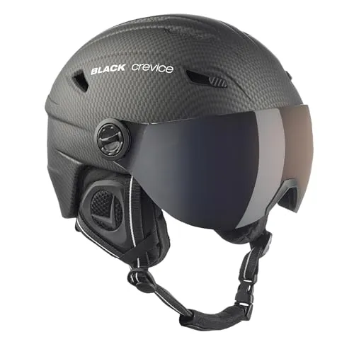 Black Crevice Erwachsene Skihelm Silvretta, mit Visier, Carbon schwarz, XL
