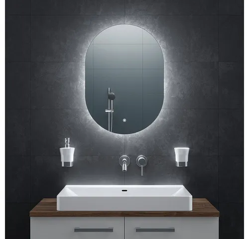 Bringer Badspiegel BRS302 mit Anti-Beschlag und Speicherfunktion - Moderner Badspiegel mit integrierter Anti-Beschlag-Funktion und einstellbarer Lichtfarbe. Ideal für Badezimmer und Ankleidezimmer, sorgt für klare Sicht und individuellen Lichtkomfort.