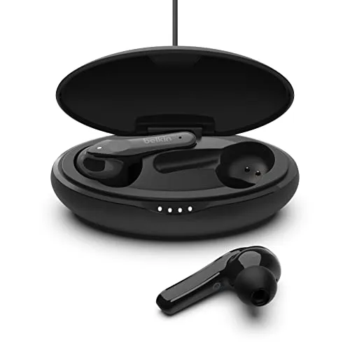Belkin SoundForm Move True Wireless In-Ear-Kopfhörer (Bluetooth Ohrhörer mit Touch-Bedienelementen, Schweiß- und Wasserschutz, Schutzart IPX5, tiefer Bass für iPhones, Android- und andere Geräte)