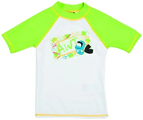 ARENA Kinder UV Sonnenschutz Bade T-Shirt, White/Leaf, 98, 1B473