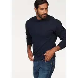 Sweatshirt FRUIT OF THE LOOM, Herren, Gr. L (52/54), blau (marine), angeraute Sweatware, Obermaterial: 80% Baumwolle, 20% Polyester, unifarben, schmal hüftlang, Rundhals, Rippbündchen, Sweatshirts Sweatshirt, im unifarbenen Design, Topseller