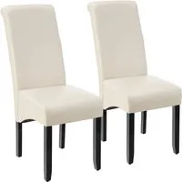tectake Esszimmerstuhl Küchenstuhl Set (2 St), ergonomisch und hochwertig - Stühle aus massivem Hartholz mit ergonomischer Form für besten Sitzkomfort, ideal für gemütliche Esszimmer. Leicht zu reinigen dank Kunstlederbezug.
