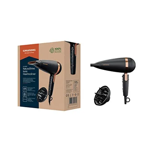 GRUNDIG Naturashine HD 8080 Haartrockner - 2300 Watt, Ionic-Funktion für antistatische Haare, 3 Temperatur- und 2 Luftstromstufen, Smart On Off Sensor