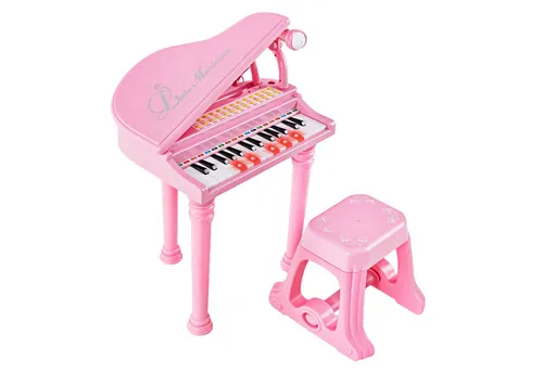 COSTWAY Spielzeug-Musikinstrument 31 Tasten Keyboard, mit Hocker & Mikrofon