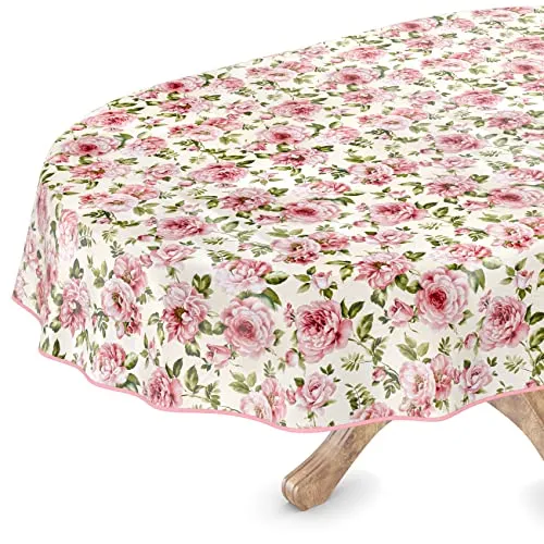 Abwaschbare Wachstuchtischdecke Natalie Oval 140 x 180cm in rot von ANRO