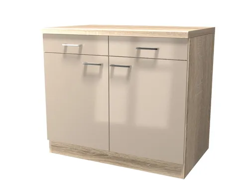 Küchenunterschrank Neapel – 100 cm Kaschmir Glanz Sonoma Eiche
