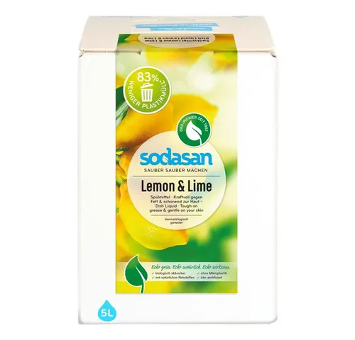 Sodasan Spülmittel - Lemon 5L Geschirrspülmittel - Effektives Geschirrspülmittel mit frischem Zitronenduft, ideal für die tägliche Reinigung. Umweltfreundliche Formel sorgt für strahlend sauberes Geschirr.