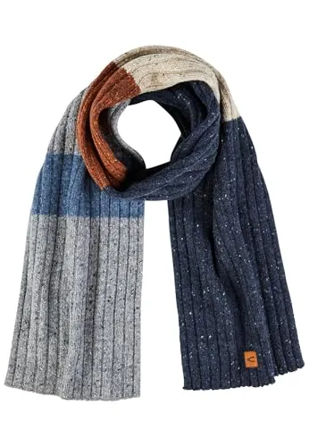 camel active Herren Dicker Strickschal aus Wollmix - Blau - Herren-Schal aus hochwertigem Wollmix mit Merino- und Alpakawolle, ideal für kalte Tage. Mit Rippenstruktur und camel active Markenlogo, Maße: 180x22 cm.