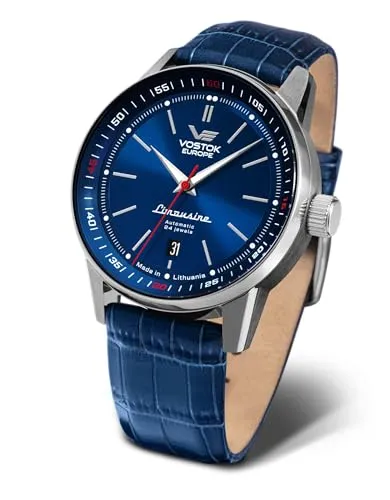 Vostok Europe Herren Analog Automatik Uhr NH35-560A687 - Edelstahl-Armbanduhr mit blauem Zifferblatt, präzisem Automatikwerk und robustem Mineralglas – ideal für stilbewusste Herren.