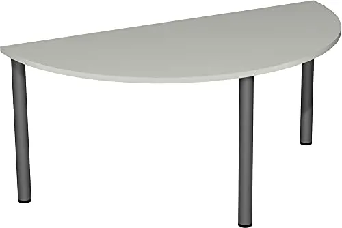 Geramöbel Besprechungstisch S-710713-LA, Halbkreis 160 cm - Konferenztisch in lichtgrau mit stabiler Tischplatte aus melaminharzbeschichtetem Spanholz, ideal für Besprechungen und Meetings. Made in Germany, höhenverstellbar für perfekten Stand.