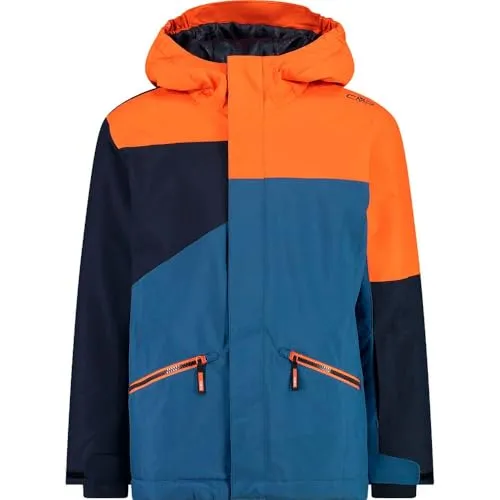 CMP Ski- / Snowboardjacke in Blau/Orange für Kinder - Wasserabweisende Kinder Ski- / Snowboardjacke mit ClimaProtect-Technologie für besten Komfort und Atmungsaktivität bei Outdoor-Aktivitäten.