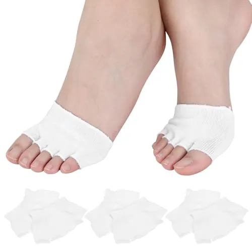 Produktbild EXCEART 4 Paare Zehlinge Füßlinge Socken öffnen fünf halbe Zehensocken Unsichtbare Sportsocken Yoga Socken Vorfußsocken Frauen Rutschfeste Pilates Balletttanz Zehenschutz - Weiß