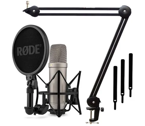 RØDE NT1 5th Generation Mikrofon mit Gelenkarm-Stativ - Professionelles Studio-Mikrofon mit USB- und XLR-Anschluss, integrierten Effekten für optimierten Sound und ideal für Gesang, Instrumente und Streaming. Inkl. Mikrofon-Spinne und Gelenkarm-Stativ.