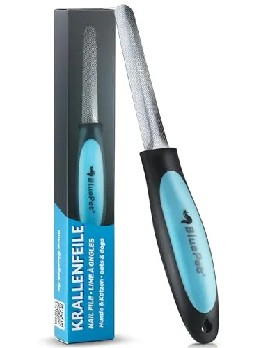 BluePet Krallenfeile für Hunde und Katzen, Nagelfeile Hundekrallen, Krallenpflege Hund, Katze & Kleintiere, Ergänzung zu Krallenschere & Krallenschleifer (Feine Feile Ergo-Griff)
