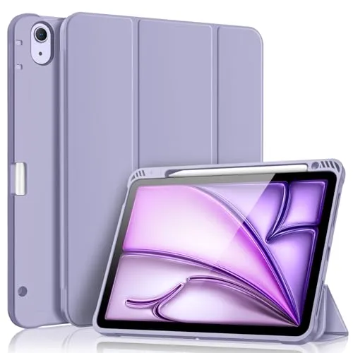 FINTIE Hülle für iPad Air 11 Zoll M4/M3/M2 (2026/2025/2024), iPad Air 5. Generation (2022)/4. Gen 2020 10,9 Zoll mit Stifthalter, Soft TPU Rückseite Abdeckung Schutzhülle Intelligent Case, Violett