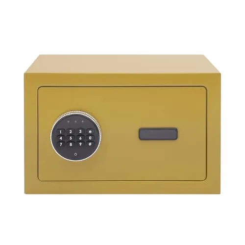 Mini Safe Tresor Klein, Tresor mit Schlüssel, Kinder mit Zahlenschloss,Elektronisch Wandtresor Haussafe mit SchlüSsel für Zuhause Ausweise Geld Wertsachen Bargeld (Gold)