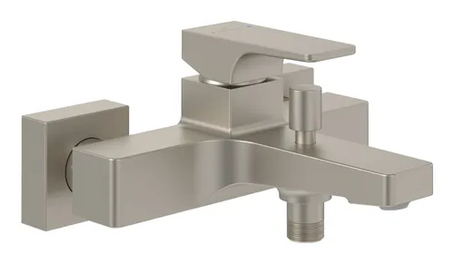 Villeroy & Boch Architectura Square Einhebel-Badewannenarmatur - Elegante Wandmontage in Brushed Nickel Matt, ideal für modernes Baddesign mit praktischem Umsteller für Komfort und Stil.