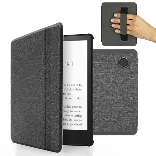 MyGadget Hülle für Tolino Vision 6 | Kobo Libra 2 [ 2021 ] mit Handschlaufe & Auto Sleep | Wake Funktion - Flip Case in Hellgrau 4252010269779